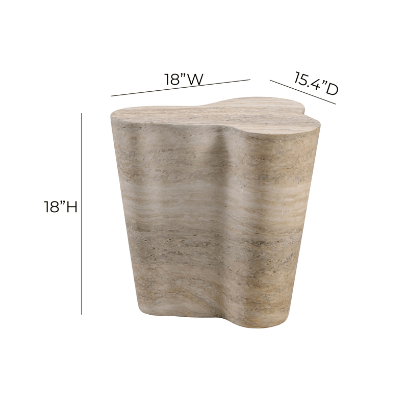 Slab Concrete Indoor/Outdoor Side Table (18"-22") - Travertine / Short