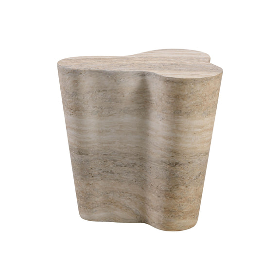 Slab Concrete Indoor/Outdoor Side Table (18"-22") - Travertine / Short