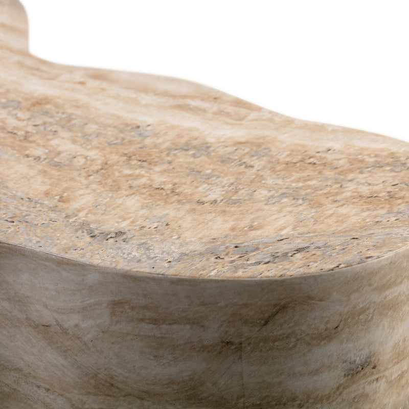 Slab Concrete Indoor/Outdoor Side Table (18"-22") - Travertine / Short