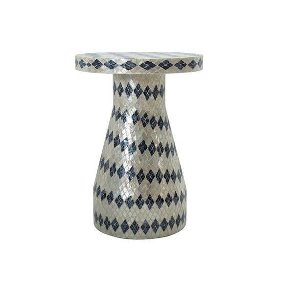 Halio Cream & Blue Checkered Shell Side Table