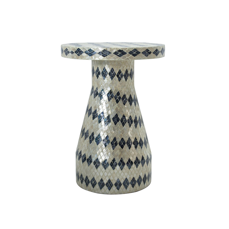 Halio Cream & Blue Checkered Shell Side Table