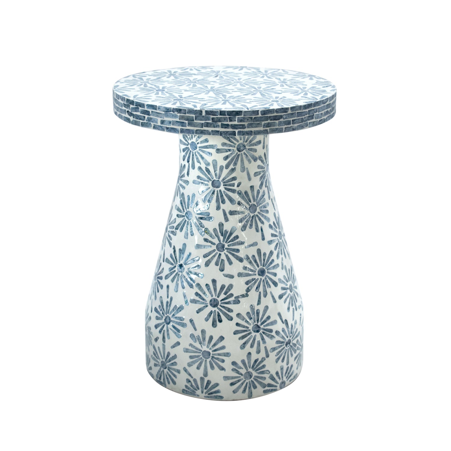 Halio Blue Floral Shell Side Table