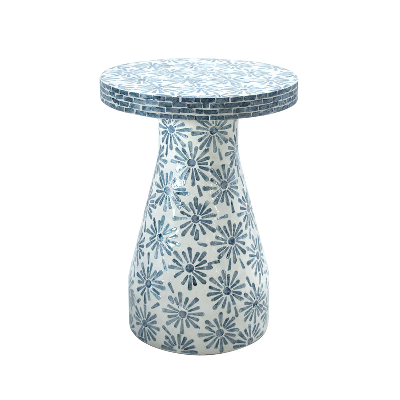 Halio Blue Floral Shell Side Table