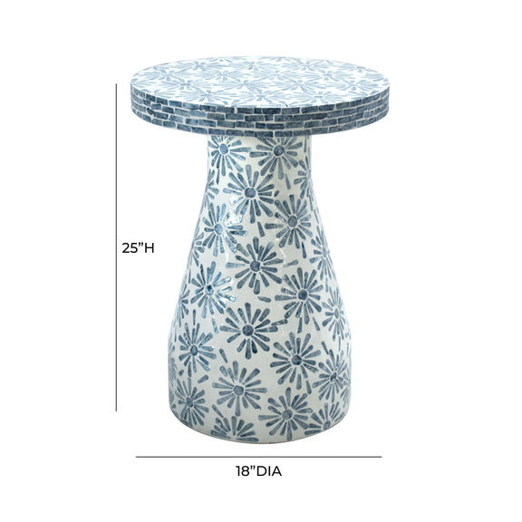 Halio Blue Floral Shell Side Table