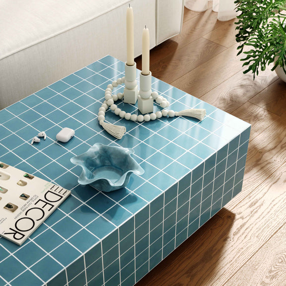 Mixie 39" Tile Indoor/Outdoor Coffee Table - Blue