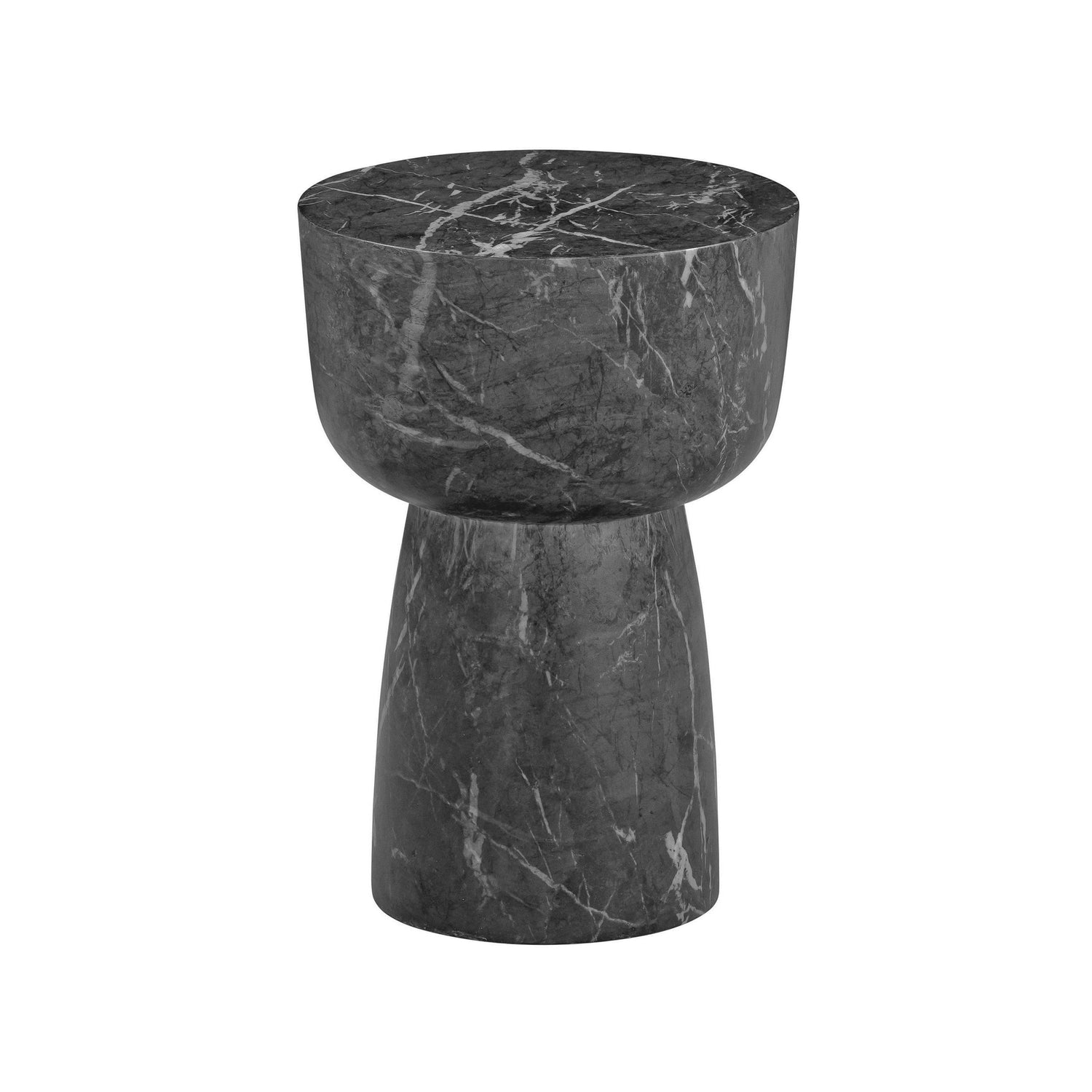 Charra Black Faux Marble Indoor/Outdoor Side Table