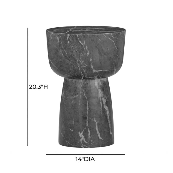Charra Black Faux Marble Indoor/Outdoor Side Table