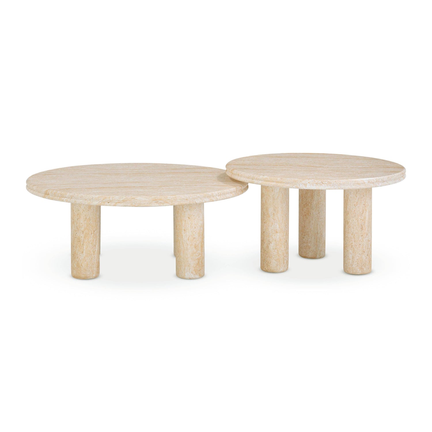 Amora Faux Travertine Indoor/Outdoor Nesting Accent Tables