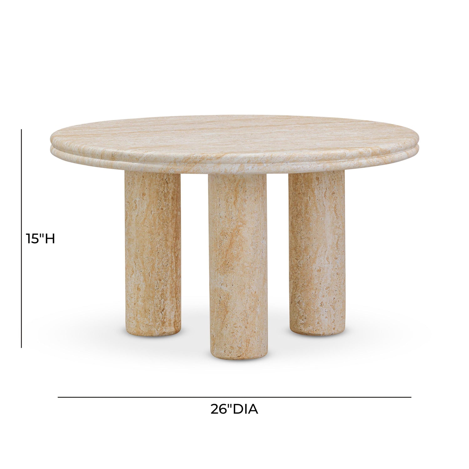 Amora Faux Travertine Indoor/Outdoor 26 inch Round Accent Table