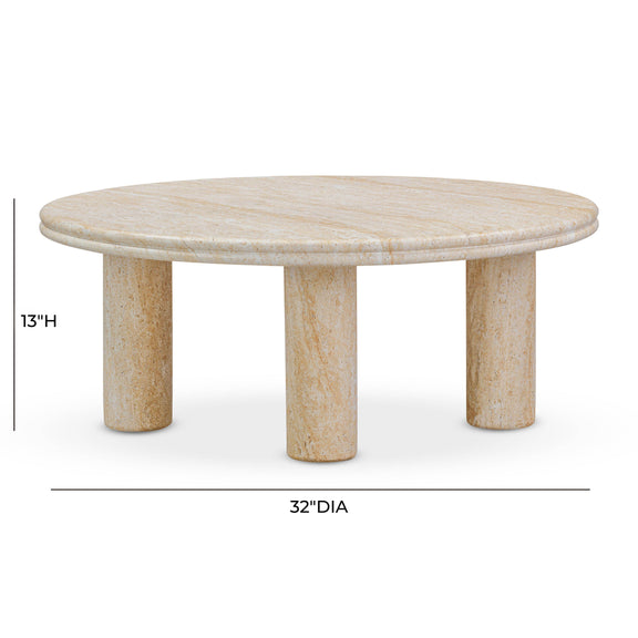 Amora Faux Travertine Indoor/Outdoor 32 inch Round Accent Table