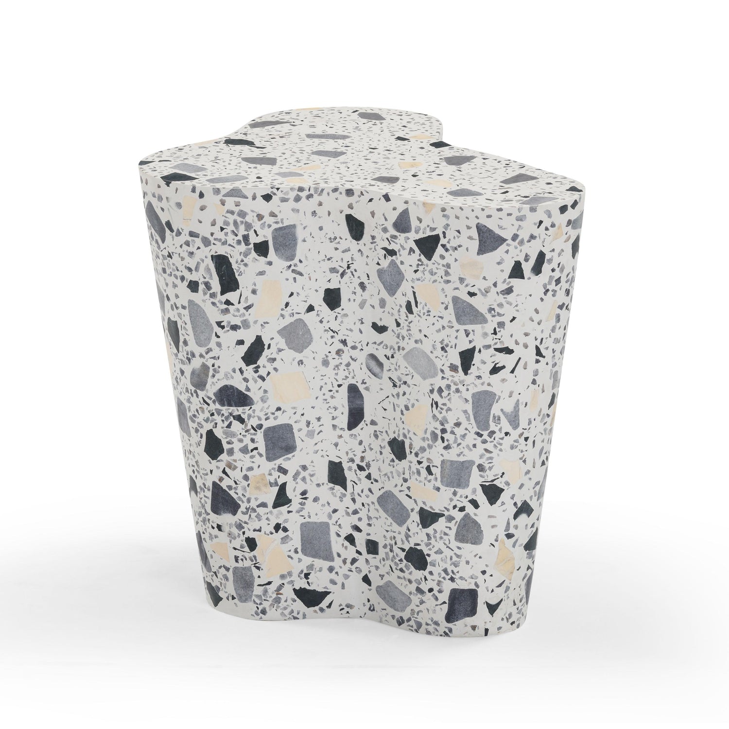 Slab Black & White Riverbed Terrazzo Indoor/Outdoor Side Table