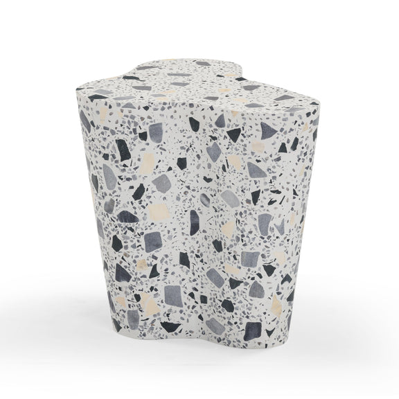 Slab Black & White Riverbed Terrazzo Indoor/Outdoor Side Table