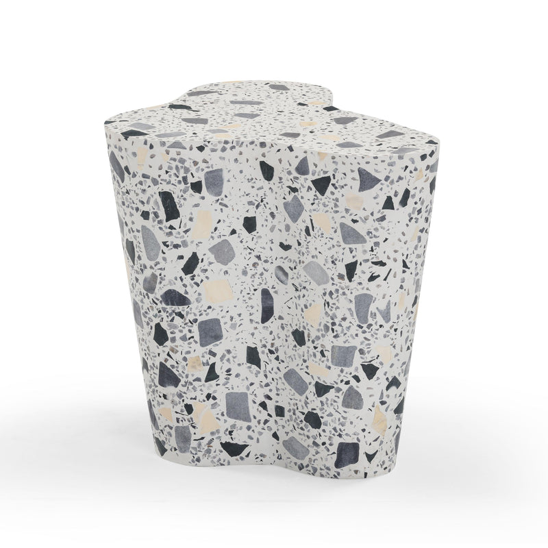 Slab Black & White Riverbed Terrazzo Indoor/Outdoor Side Table