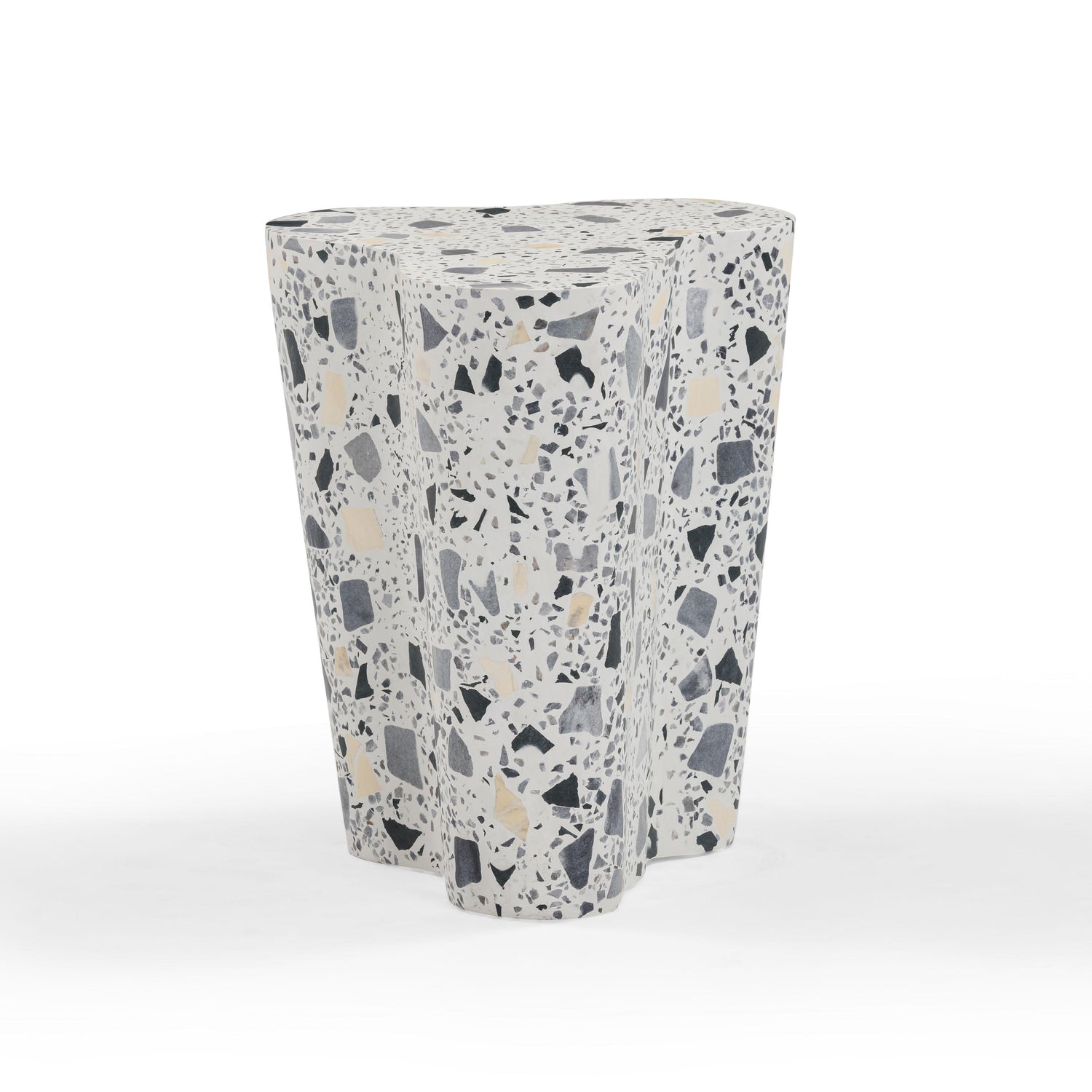 Slab Black & White Riverbed Terrazzo Indoor/Outdoor Side Table