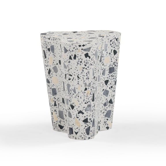 Slab Black & White Riverbed Terrazzo Indoor/Outdoor Side Table