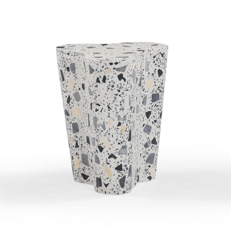 Slab Black & White Riverbed Terrazzo Indoor/Outdoor Side Table