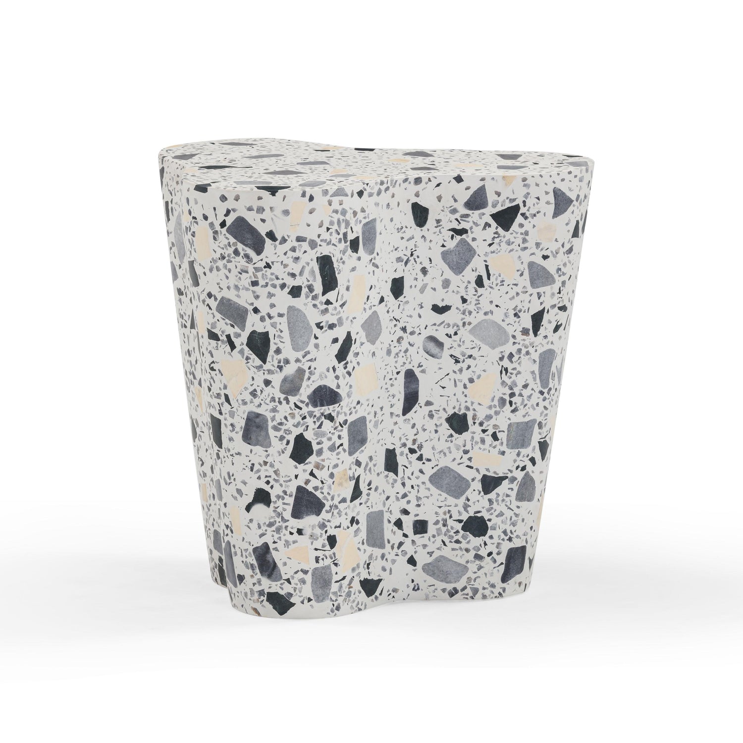 Slab Black & White Riverbed Terrazzo Indoor/Outdoor Side Table