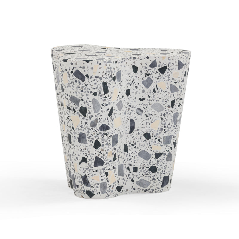 Slab Black & White Riverbed Terrazzo Indoor/Outdoor Side Table