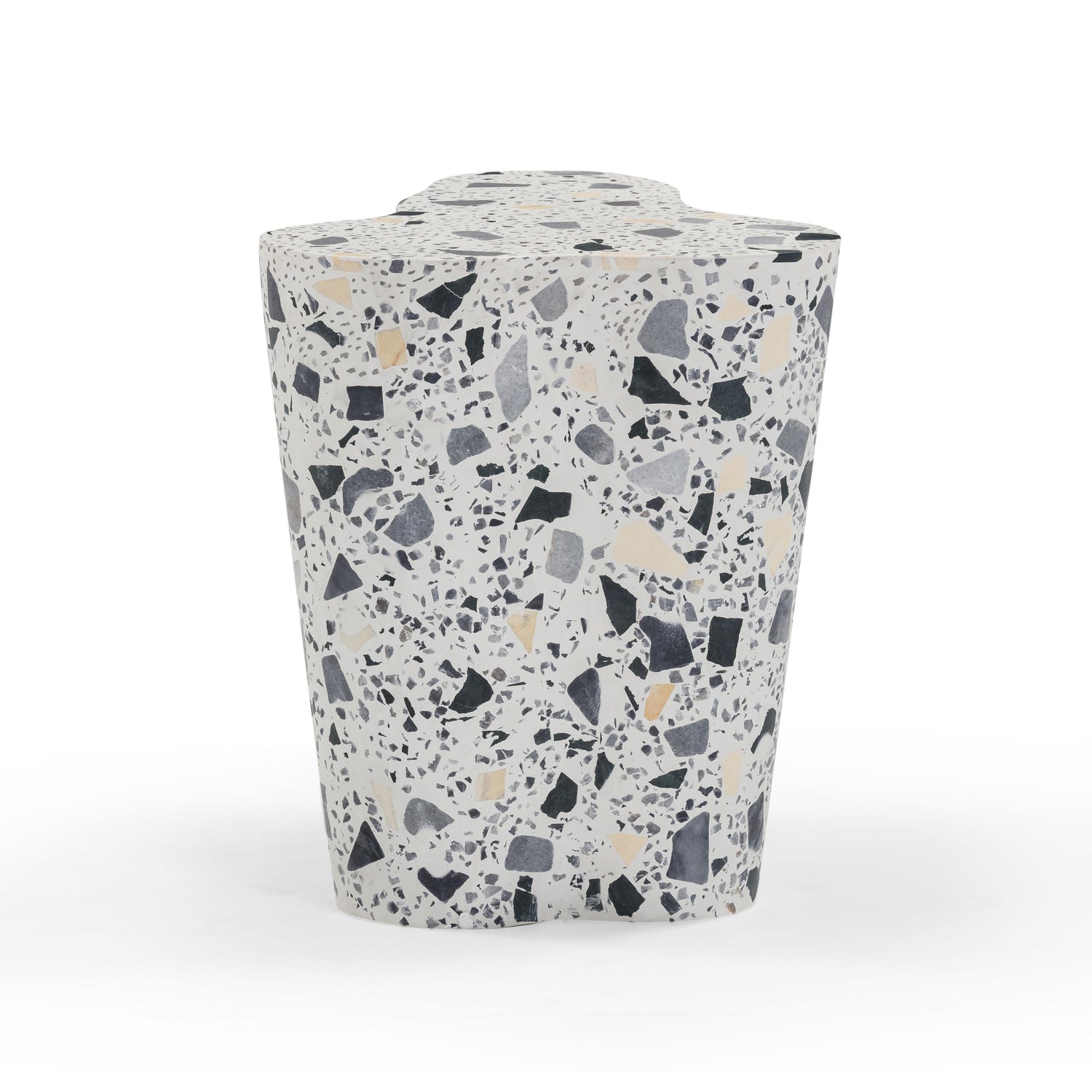 Slab Black & White Riverbed Terrazzo Indoor/Outdoor Side Table