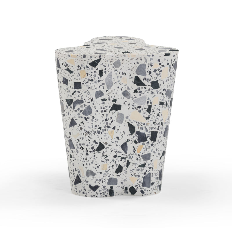 Slab Black & White Riverbed Terrazzo Indoor/Outdoor Side Table