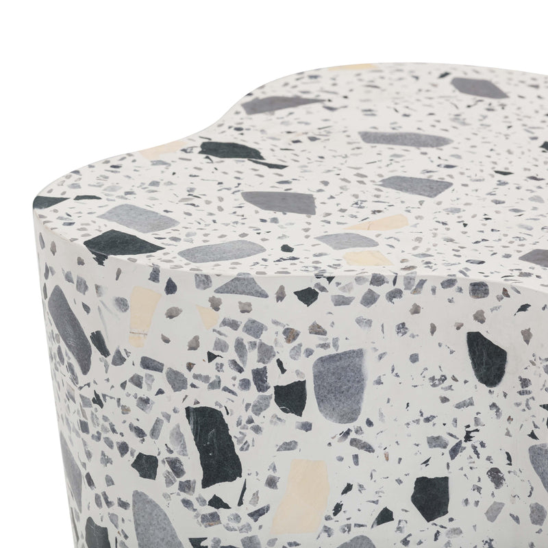 Slab Black & White Riverbed Terrazzo Indoor/Outdoor Side Table