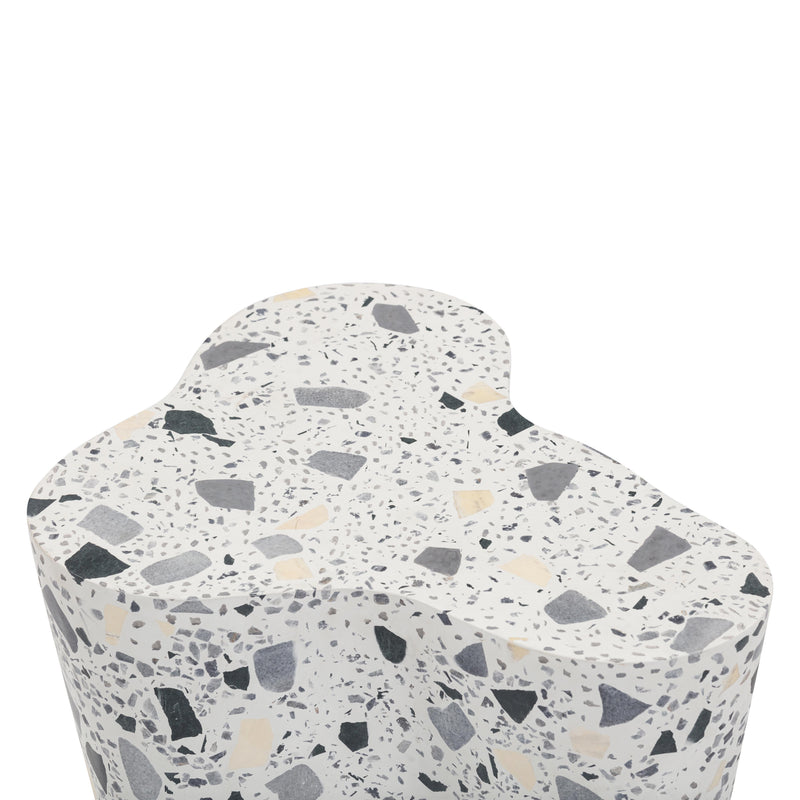 Slab Black & White Riverbed Terrazzo Indoor/Outdoor Side Table