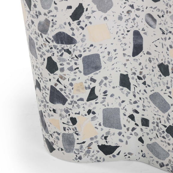 Slab Black & White Riverbed Terrazzo Indoor/Outdoor Side Table