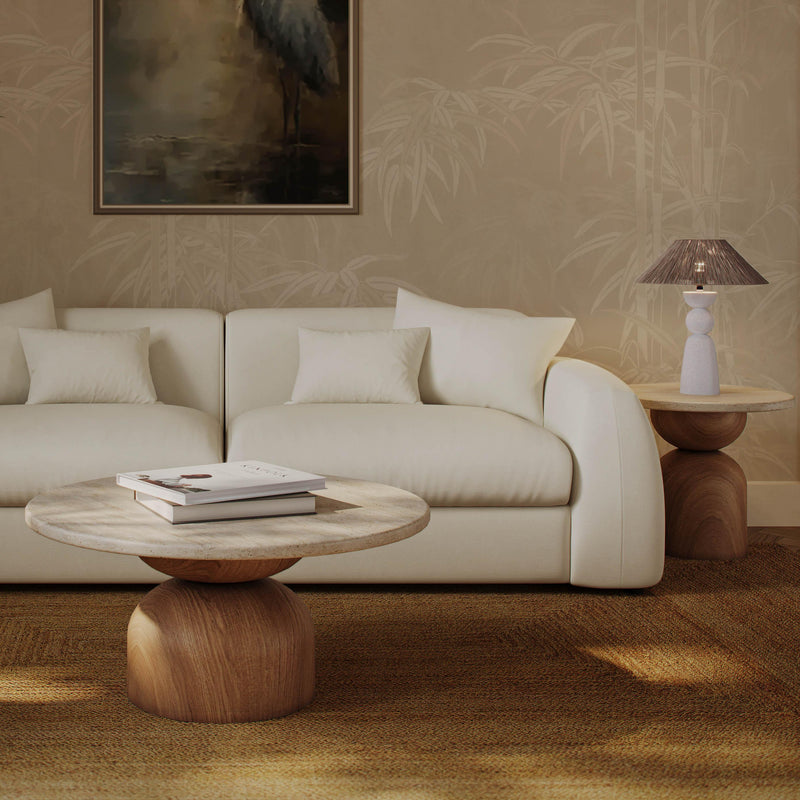 Cynthia Travertine Concrete Indoor / Outdoor Side Table