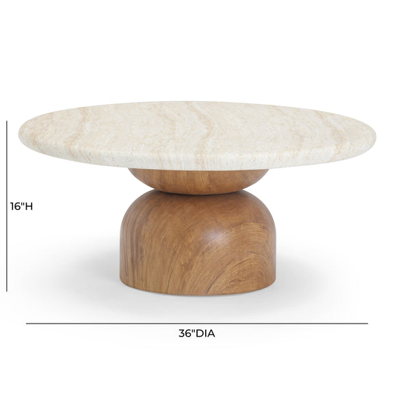 Cynthia Travertine Concrete Indoor / Outdoor Coffee Table