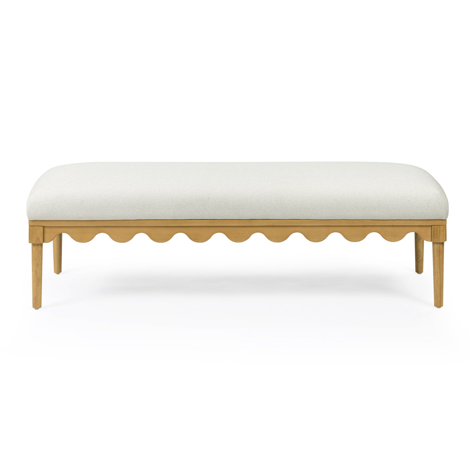 Oodle 56.5" Performance Vegan Mohair Bench - Cream / Natural Ash