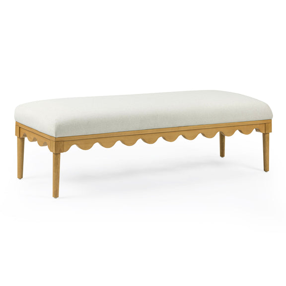 Oodle 56.5" Performance Vegan Mohair Bench - Cream / Natural Ash