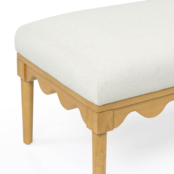 Oodle 56.5" Performance Vegan Mohair Bench - Cream / Natural Ash