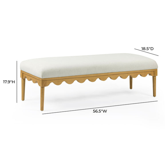 Oodle 56.5" Performance Vegan Mohair Bench - Cream / Natural Ash