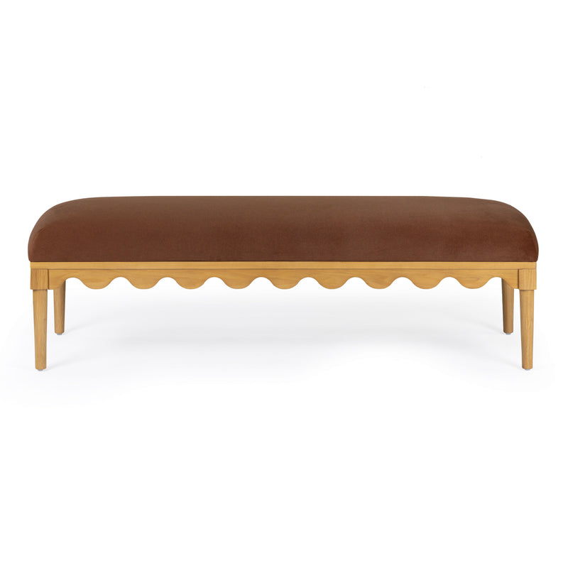 Oodle 56.5" Performance Vegan Mohair Bench - Bronze / Natural Ash