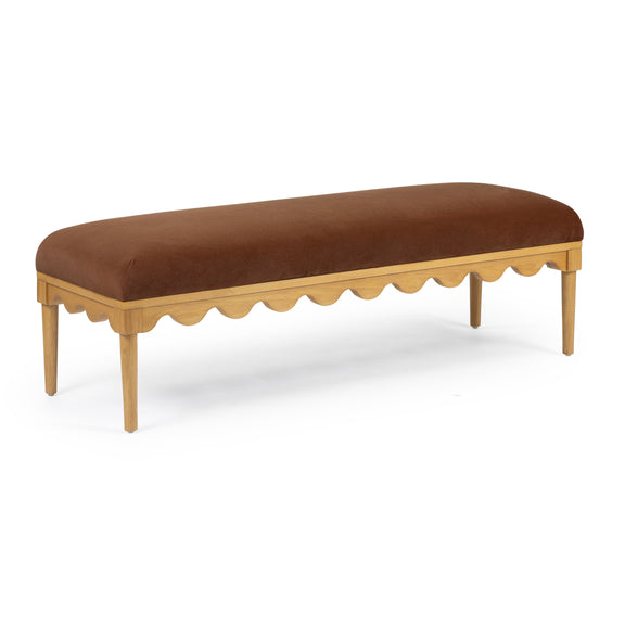 Oodle 56.5" Performance Vegan Mohair Bench - Bronze / Natural Ash