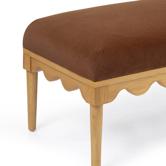 Oodle 56.5" Performance Vegan Mohair Bench - Bronze / Natural Ash