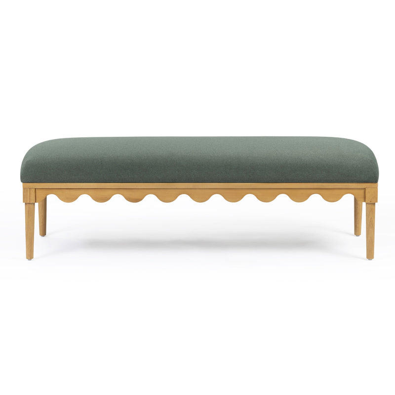 Oodle 56.5" Performance Vegan Mohair Bench - Green / Natural Ash