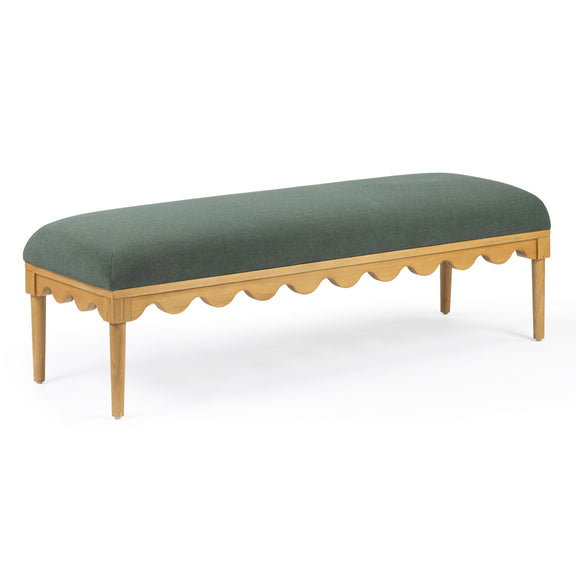 Oodle 56.5" Performance Vegan Mohair Bench - Green / Natural Ash
