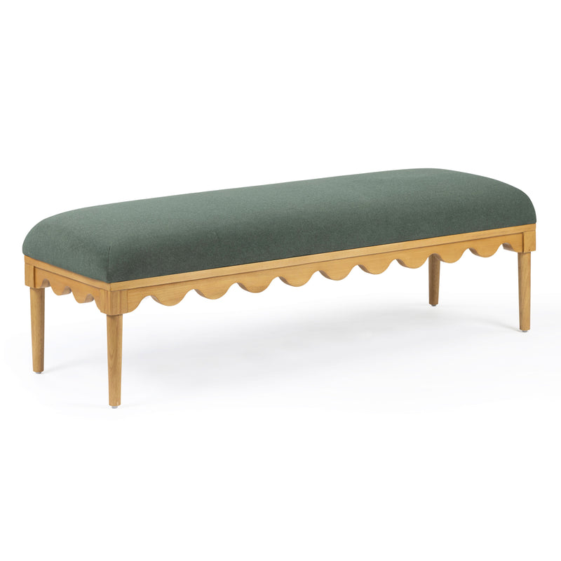 Oodle 56.5" Performance Vegan Mohair Bench - Green / Natural Ash