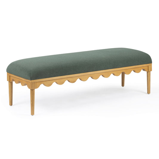 Oodle 56.5" Performance Vegan Mohair Bench - Green / Natural Ash