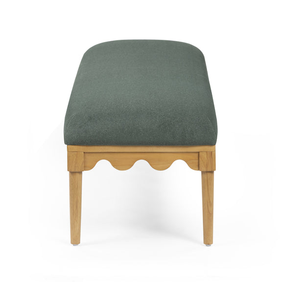 Oodle 56.5" Performance Vegan Mohair Bench - Green / Natural Ash
