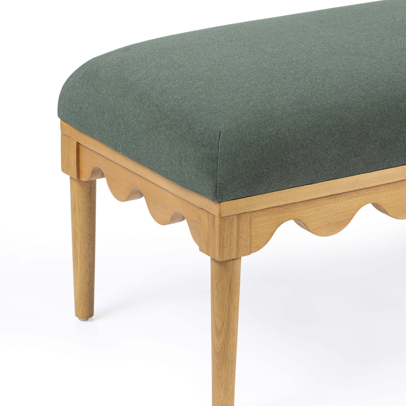 Oodle 56.5" Performance Vegan Mohair Bench - Green / Natural Ash