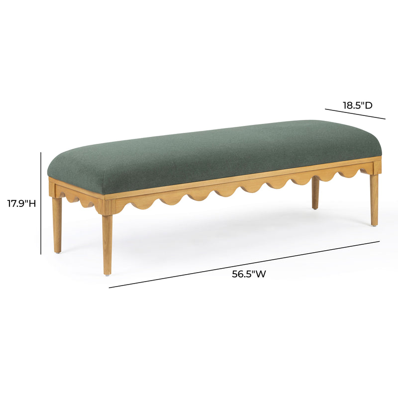 Oodle 56.5" Performance Vegan Mohair Bench - Green / Natural Ash