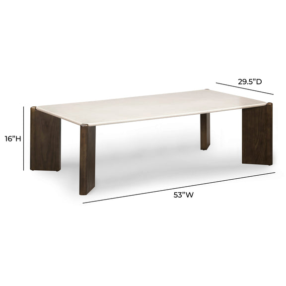 Restis 52" Cream Quartz Rectangular Coffee Table