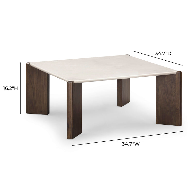 Restis 33.5" Cream Quartz Square Coffee Table