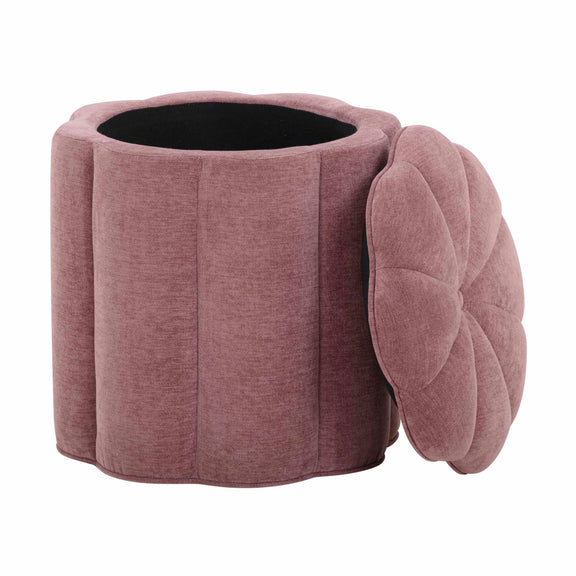 Fleur Textured Performance Velvet Storage Ottoman - Mauve