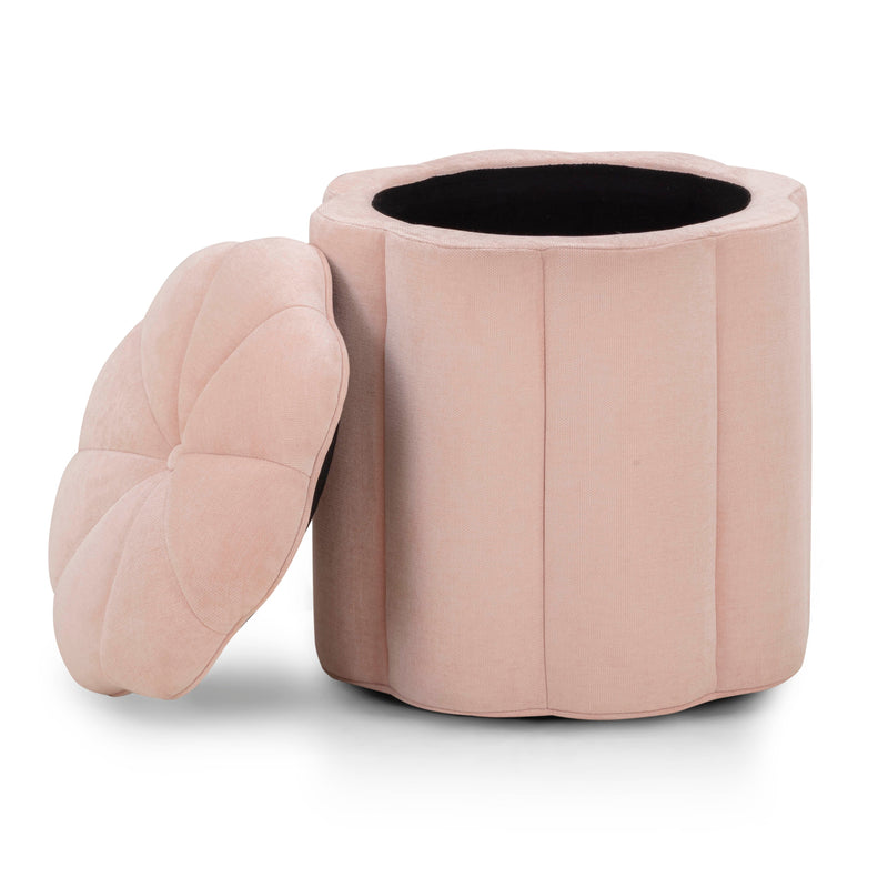 Fleur Textured Performance Velvet Storage Ottoman - Pink