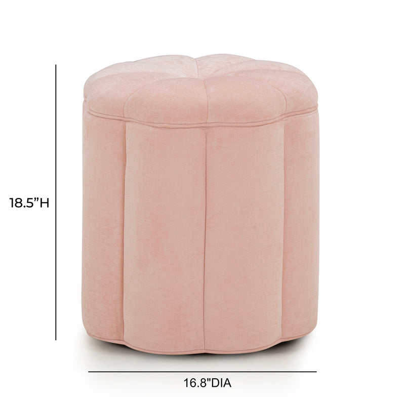 Fleur Textured Performance Velvet Storage Ottoman - Pink