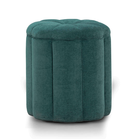 Fleur Textured Performance Velvet Storage Ottoman - Peacock