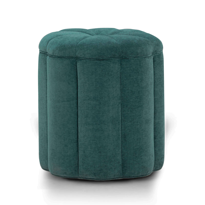 Fleur Textured Performance Velvet Storage Ottoman - Peacock